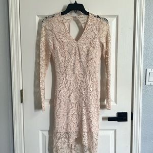 Blush pink backless lace dress